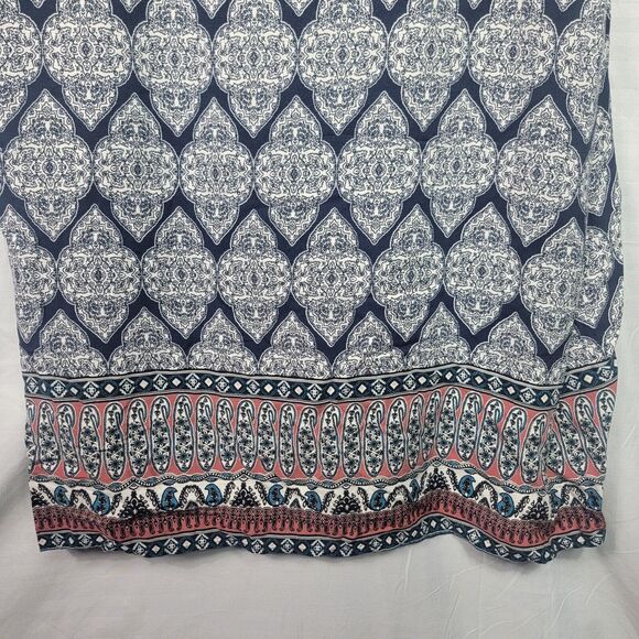 Francesca’s Women’s Alya Bell Sleeve Mixed Print Dress Tie Neck Cutout Hem L - Picture 10 of 10